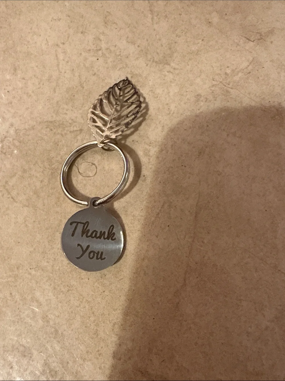 Thank You Leaf Keychain - Silver